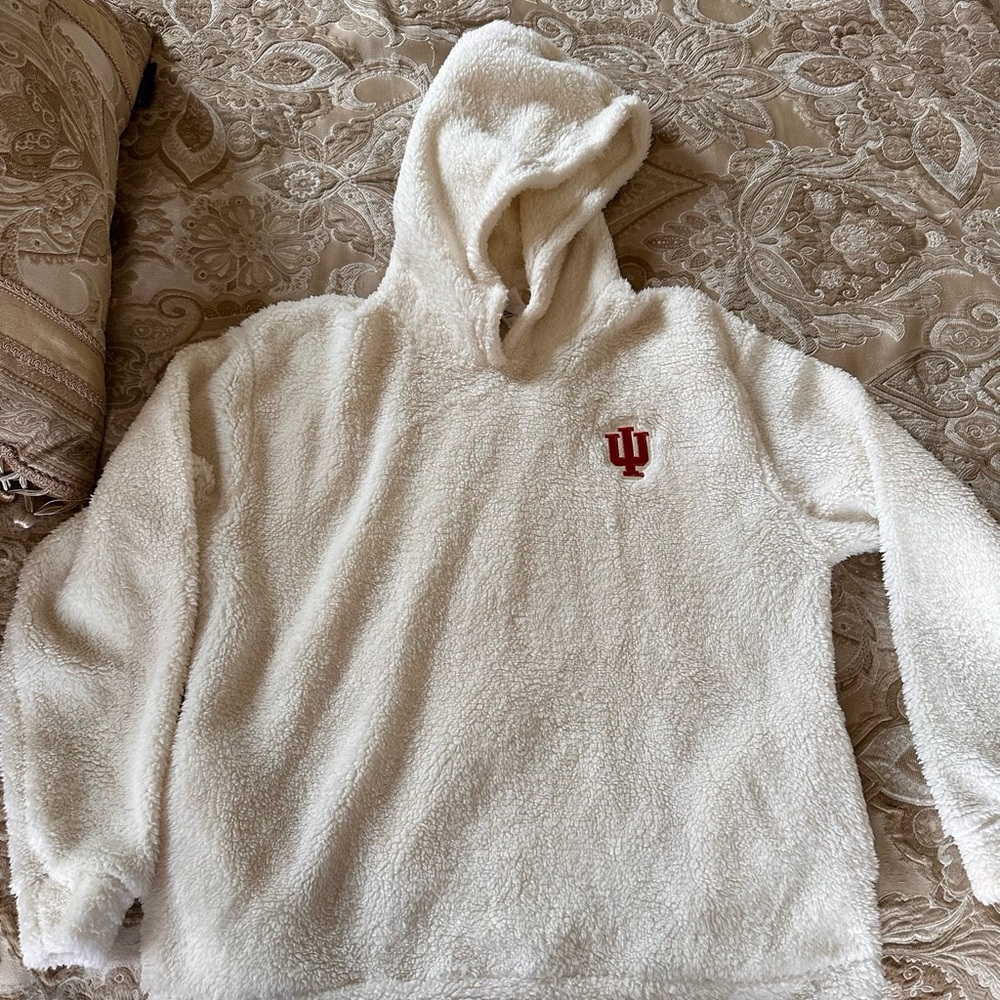 Large Indiana University IU sweatshirt. Fuzzy fleece, in like new condition.